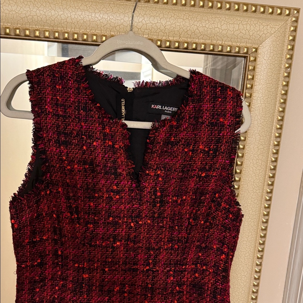 Karl Lagerfeld Scarlet Tweed Mini Dress